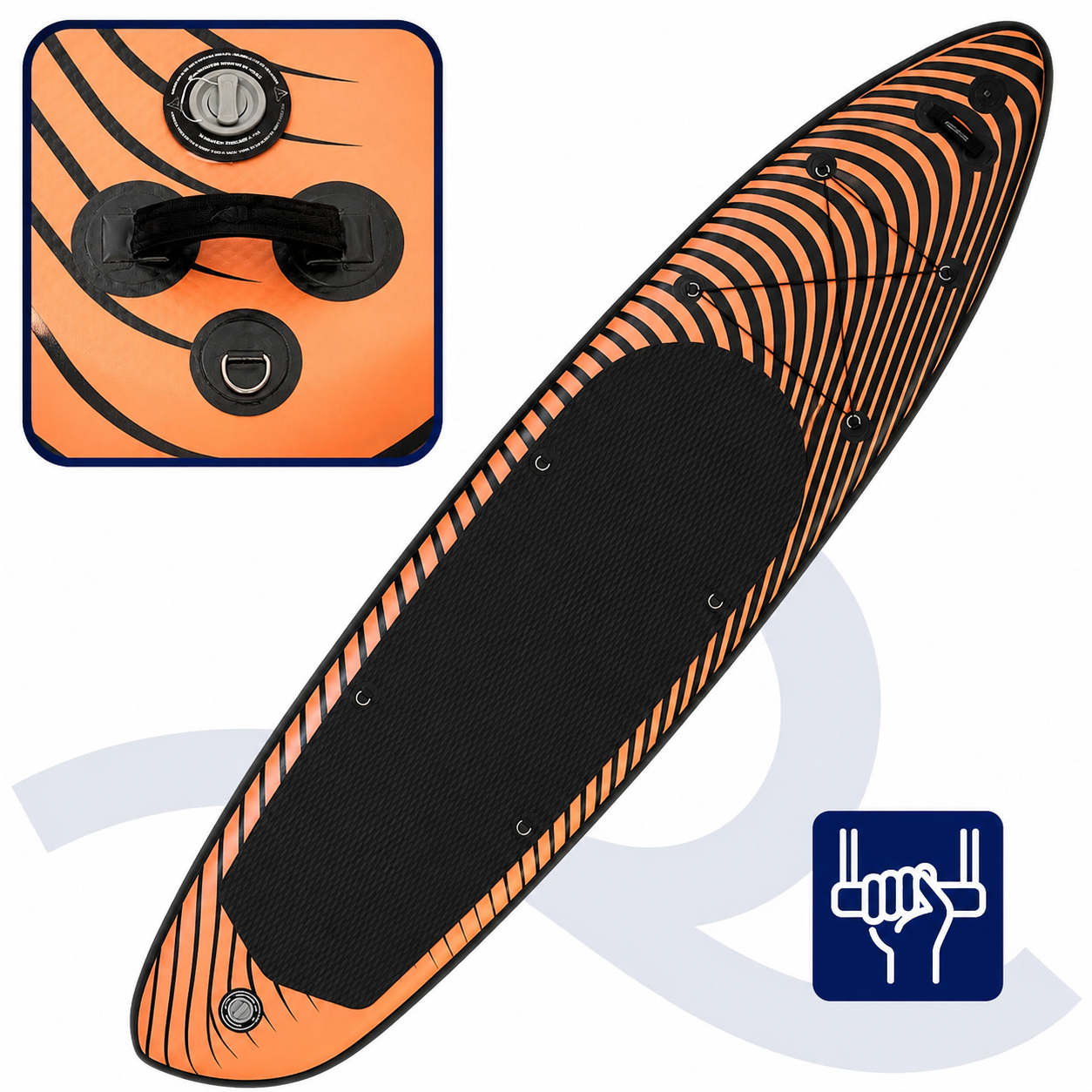 Set placa gonflabila Stand Up PaddleBoard 350x84x15 cm, cu pompa, scaun kayak, kit de reparatii, geanta de transport, vasla 2 in 1, maxim 220 kg, negru portocaliu - imagine 15
