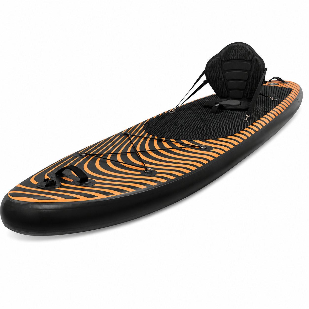 Set placa gonflabila Stand Up PaddleBoard 350x84x15 cm, cu pompa, scaun kayak, kit de reparatii, geanta de transport, vasla 2 in 1, maxim 220 kg, negru portocaliu - imagine 17