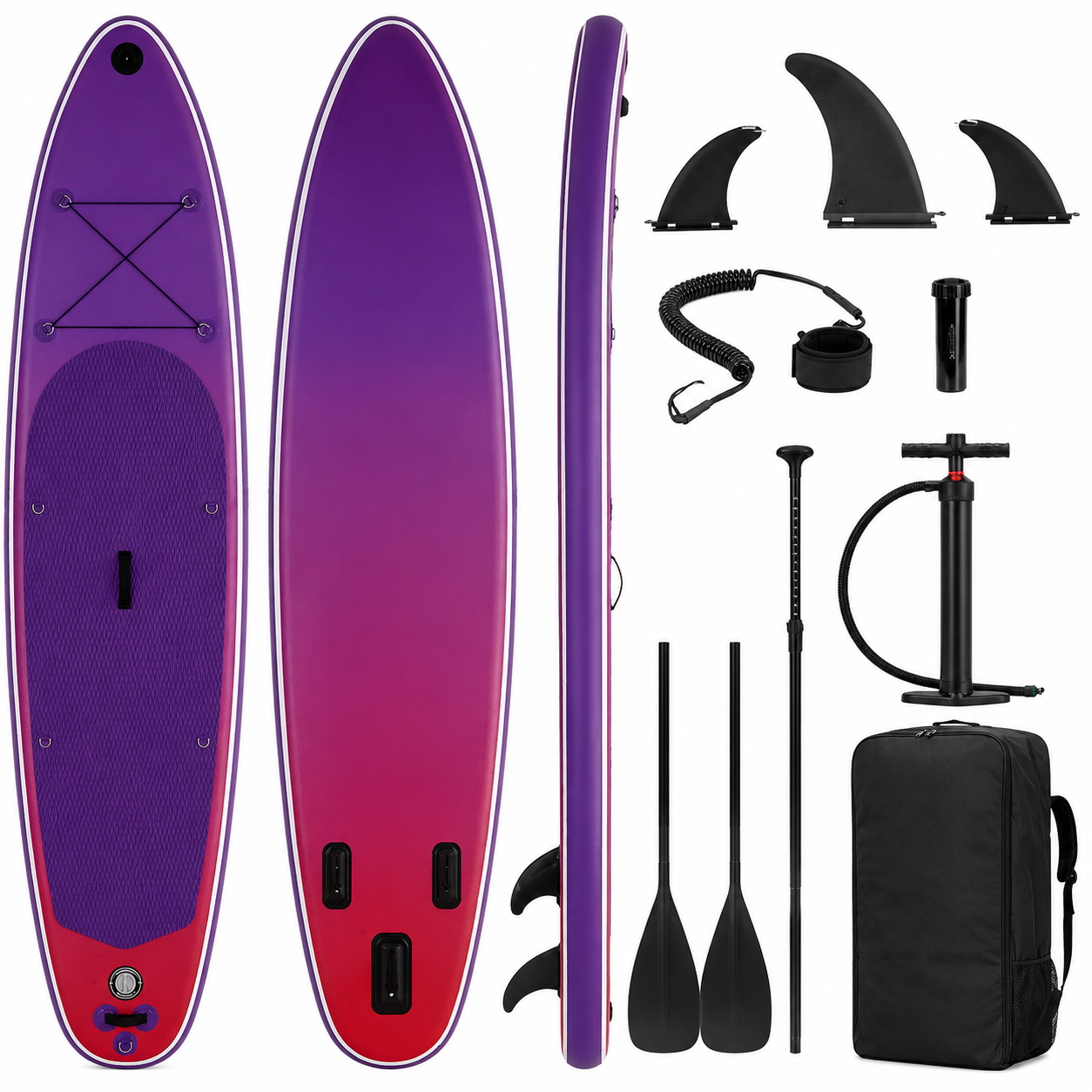 Set placa gonflabila Stand Up PaddleBoard 350x84x15 cm, cu pompa, scaun kayak, kit de reparatii, geanta de transport, vasla 2 in 1, maxim 220 kg, mov violet - imagine 23