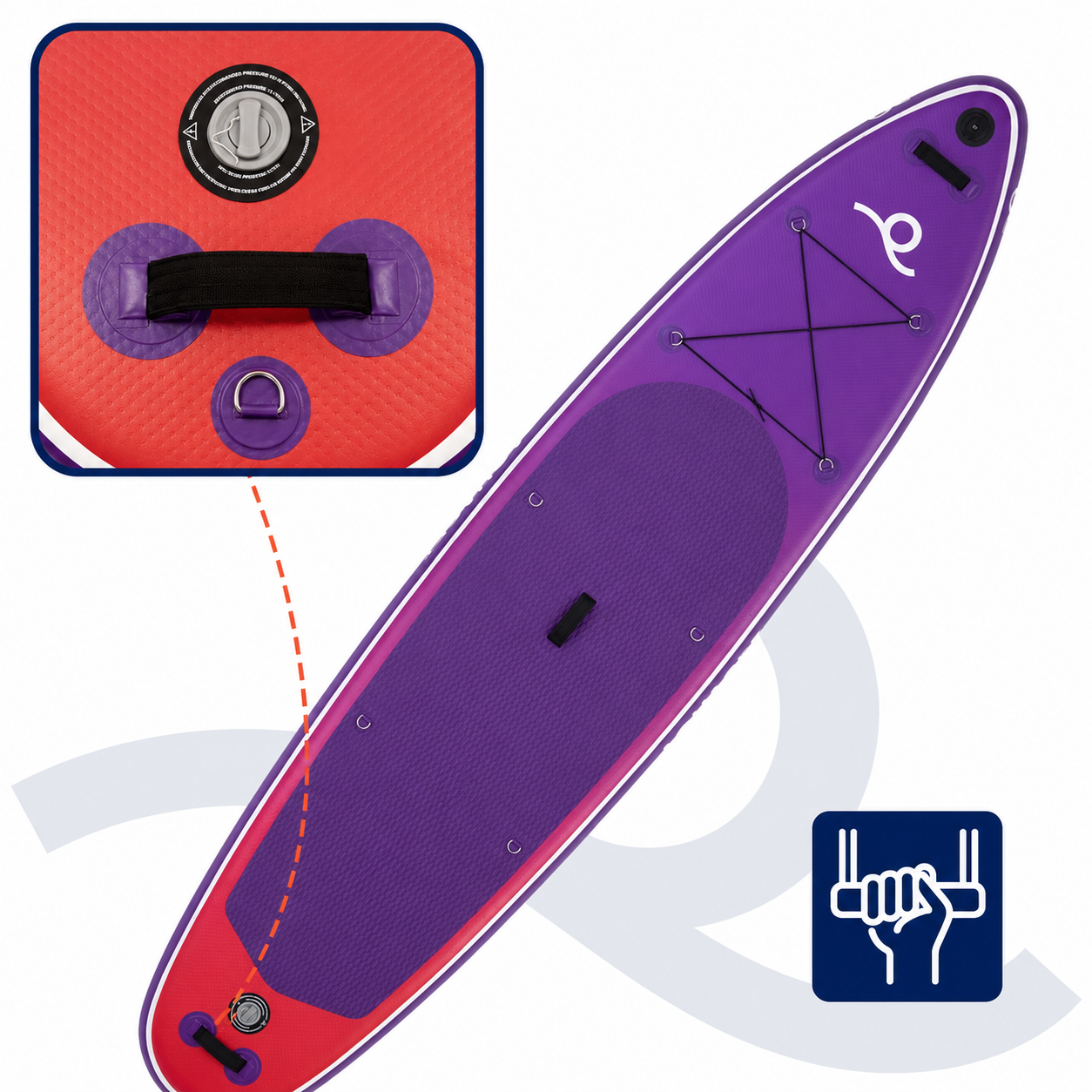 Set placa gonflabila Stand Up PaddleBoard 350x84x15 cm, cu pompa, scaun kayak, kit de reparatii, geanta de transport, vasla 2 in 1, maxim 220 kg, mov violet - imagine 25