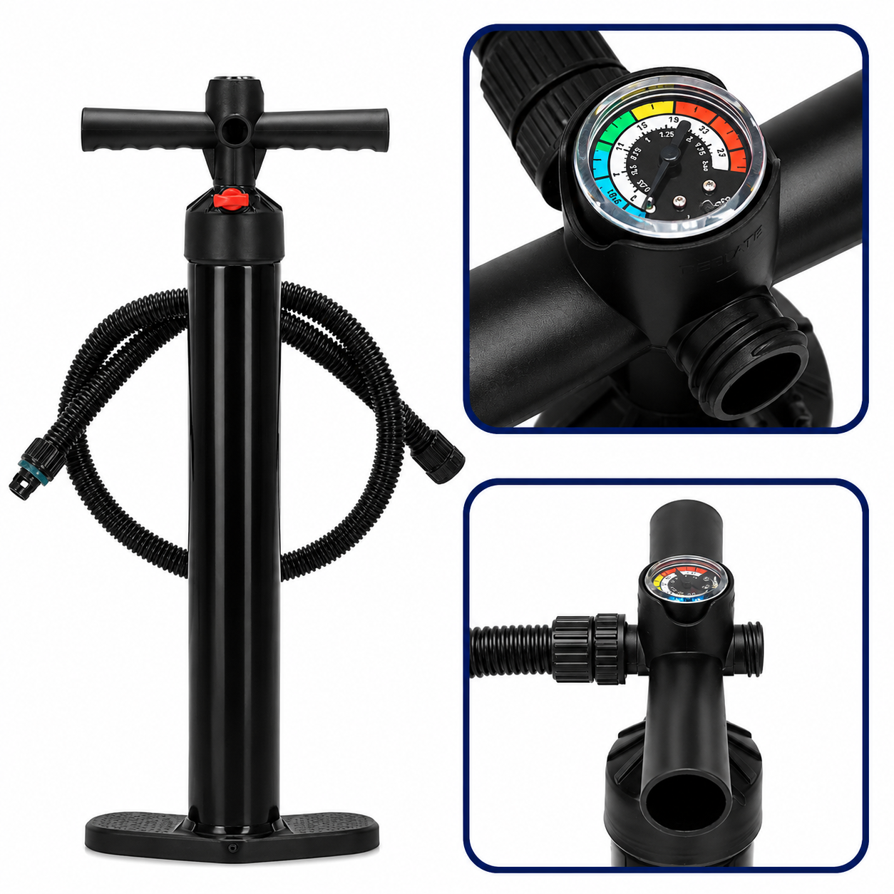 Set placa gonflabila Stand Up PaddleBoard 350x84x15 cm, cu pompa, scaun kayak, kit de reparatii, geanta de transport, vasla 2 in 1, maxim 220 kg, albastru - imagine 3