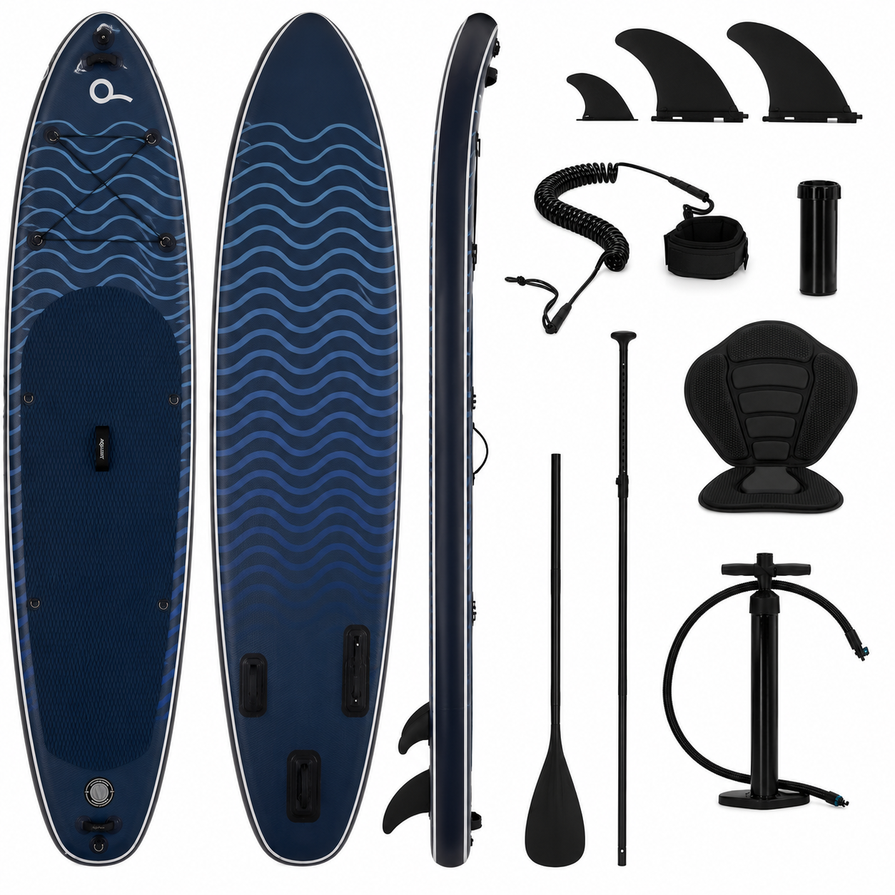 Set placa gonflabila Stand Up PaddleBoard 320x84x15 cm, cu pompa, scaun kayak, kit de reparatii, geanta de transport, vasla 2 in 1, maxim 180 kg, albastru - imagine 21