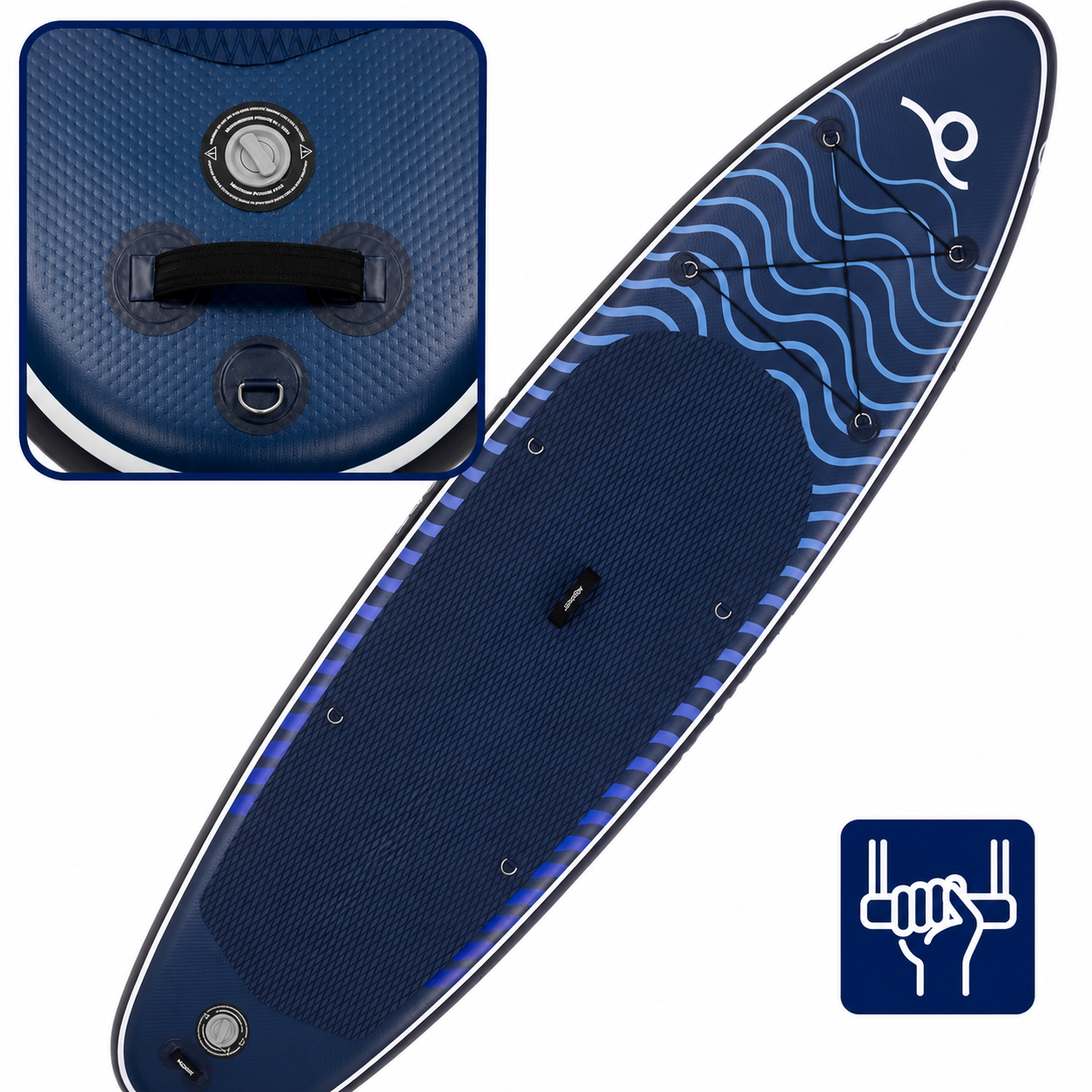 Set placa gonflabila Stand Up PaddleBoard 320x84x15 cm, cu pompa, scaun kayak, kit de reparatii, geanta de transport, vasla 2 in 1, maxim 180 kg, albastru - imagine 10