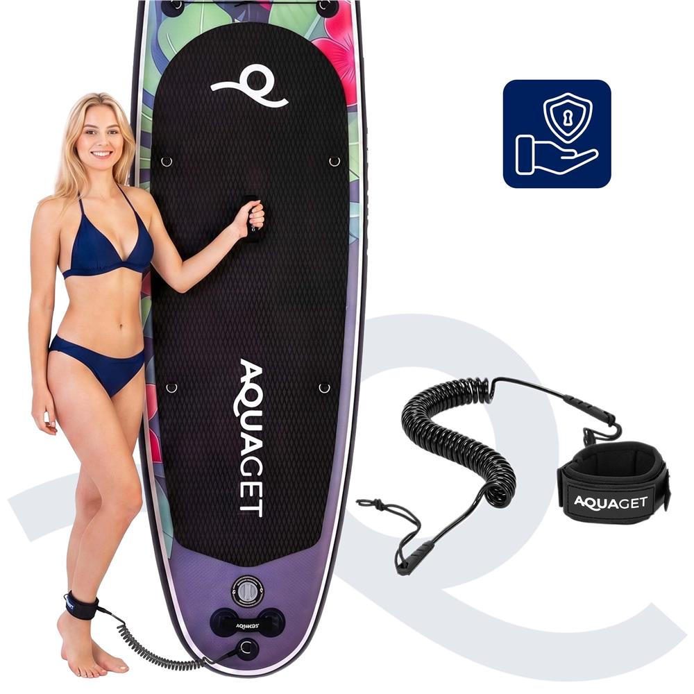 Set placa gonflabila Stand Up PaddleBoard 320x81x15 cm, cu pompa, scaun kayak, kit de reparatii, geanta de transport, vasla 2 in 1, maxim 150 kg, mov floral - imagine 8