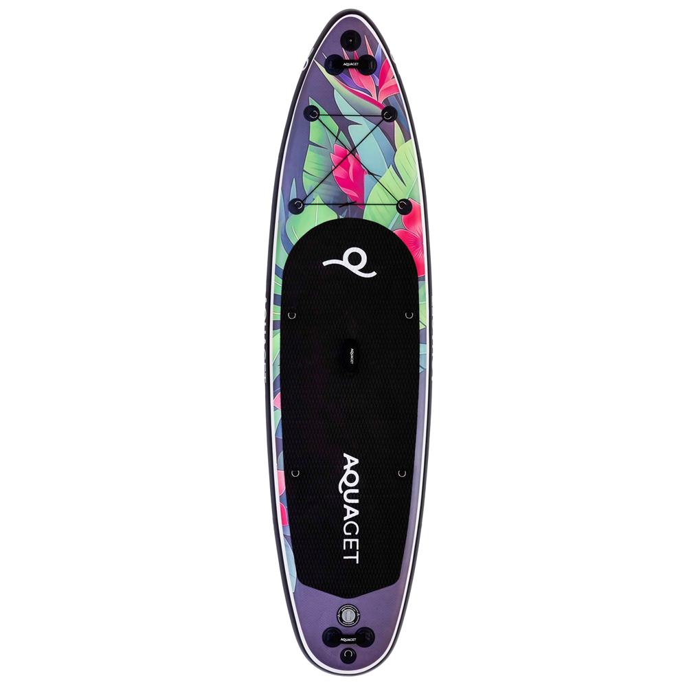 Set placa gonflabila Stand Up PaddleBoard 320x81x15 cm, cu pompa, scaun kayak, kit de reparatii, geanta de transport, vasla 2 in 1, maxim 150 kg, mov floral - imagine 10