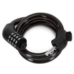 Antifurt bicicleta cu cablu metalic si blocare prin cifru, suport montare pe cadru, 95 cm, negru