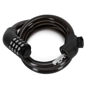 Antifurt bicicleta cu cablu metalic si blocare prin cifru, suport montare pe cadru, 95 cm, negru