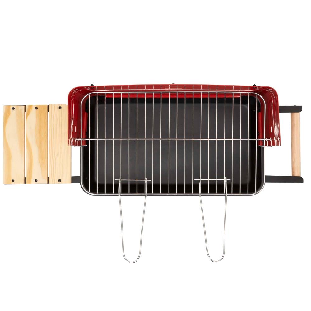 Gratar portabil pe carbuni cu raft lateral, suprafata gatire reglabila pe 5 niveluri, din otel, 85x41x78 cm - imagine 9