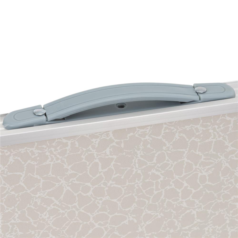 Masa pliabila pentru camping, cu maner transport, blat MDF si cadru aluminiu, 90x60x70 cm, gri - imagine 10