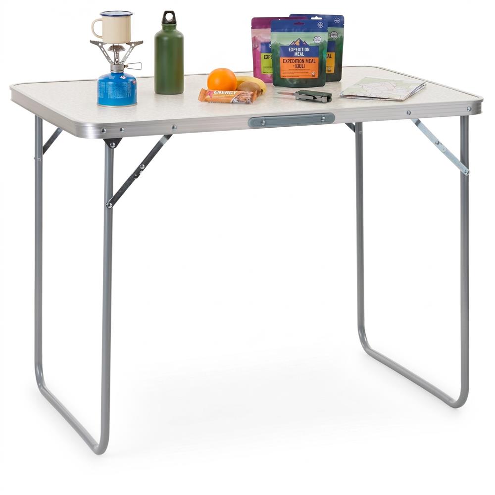 Masa pliabila pentru camping, cu maner transport, blat MDF si cadru aluminiu, 90x60x70 cm, gri - imagine 14