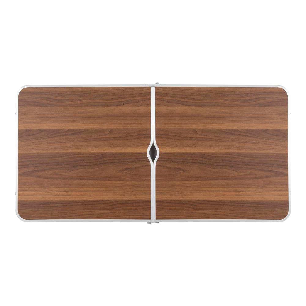 Set masa pliabila de camping cu 4 scaune, inaltime reglabila, aluminiu si MDF, 120x60x71 cm, maro si argintiu - imagine 11