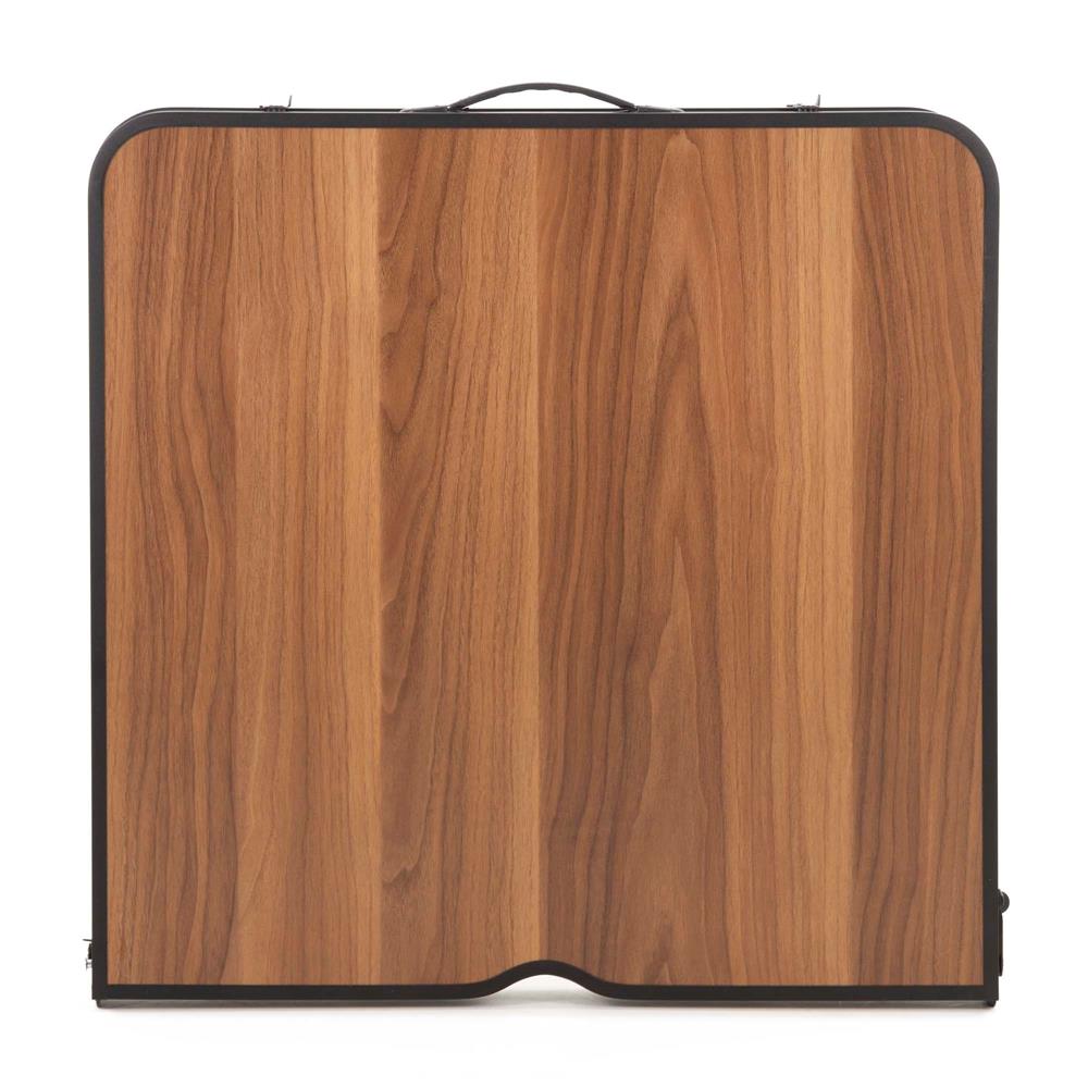 Set masa pliabila de camping cu 4 scaune, inaltime reglabila, aluminiu si MDF, 120x60x71 cm, maro si negru - imagine 12