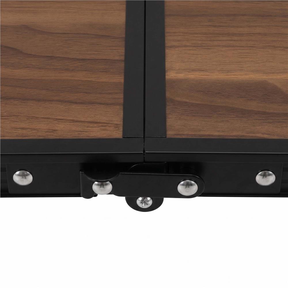 Set masa pliabila de camping cu 4 scaune, inaltime reglabila, aluminiu si MDF, 120x60x71 cm, maro si negru - imagine 14