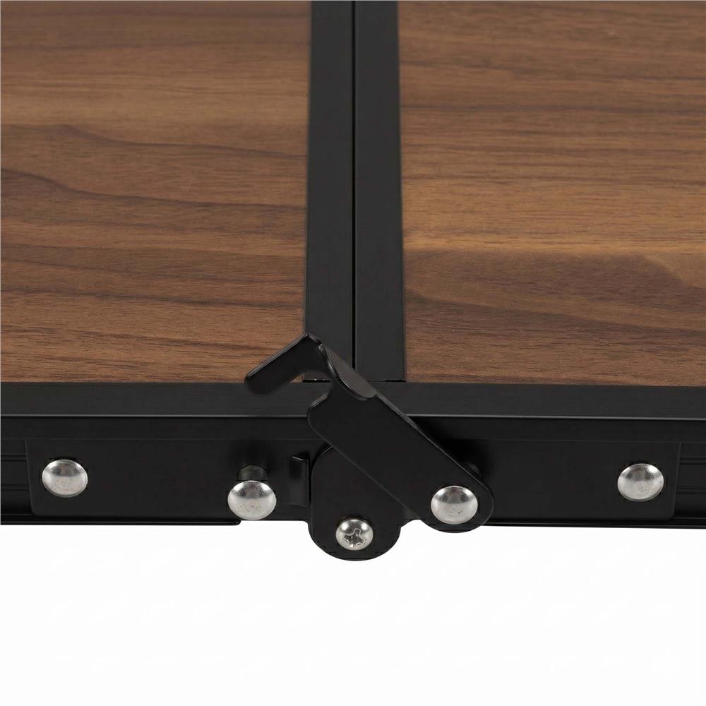 Set masa pliabila de camping cu 4 scaune, inaltime reglabila, aluminiu si MDF, 120x60x71 cm, maro si negru - imagine 15