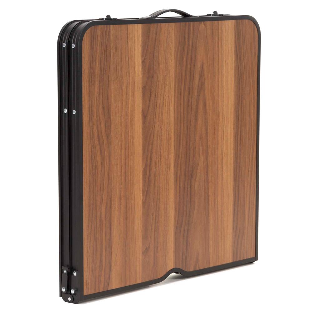 Set masa pliabila de camping cu 4 scaune, inaltime reglabila, aluminiu si MDF, 120x60x71 cm, maro si negru - imagine 27