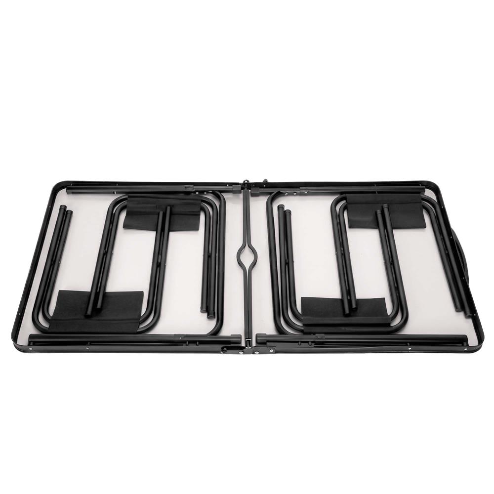 Set masa pliabila de camping cu 4 scaune, inaltime reglabila, aluminiu si MDF, 120x60x71 cm, maro si negru - imagine 6