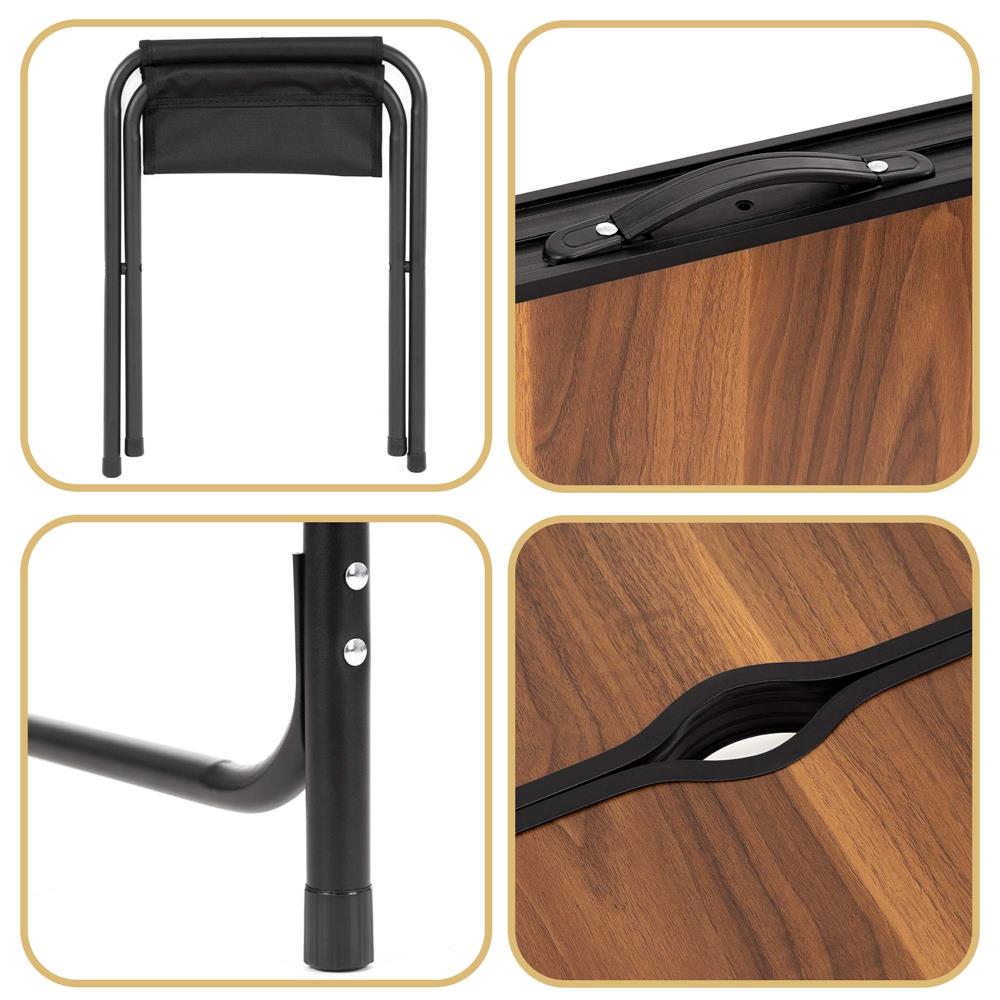 Set masa pliabila de camping cu 4 scaune, inaltime reglabila, aluminiu si MDF, 120x60x71 cm, maro si negru - imagine 7