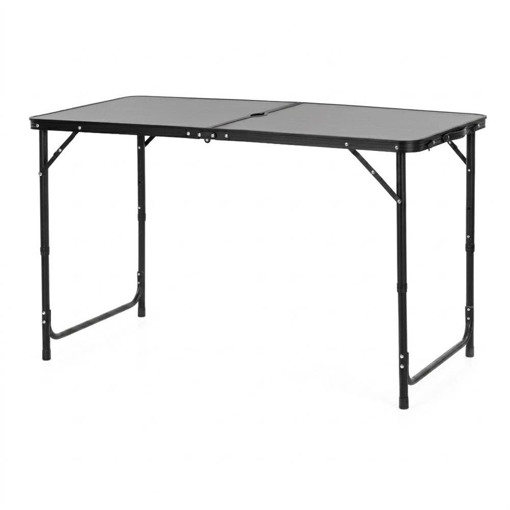 Set masa pliabila de camping cu 4 scaune, inaltime reglabila, aluminiu si MDF, 120x60x71 cm, negru - imagine 3