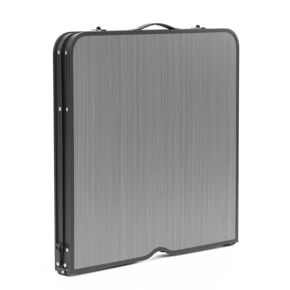 Set masa pliabila de camping cu 4 scaune, inaltime reglabila, aluminiu si MDF, 120x60x71 cm, negru - imagine 24