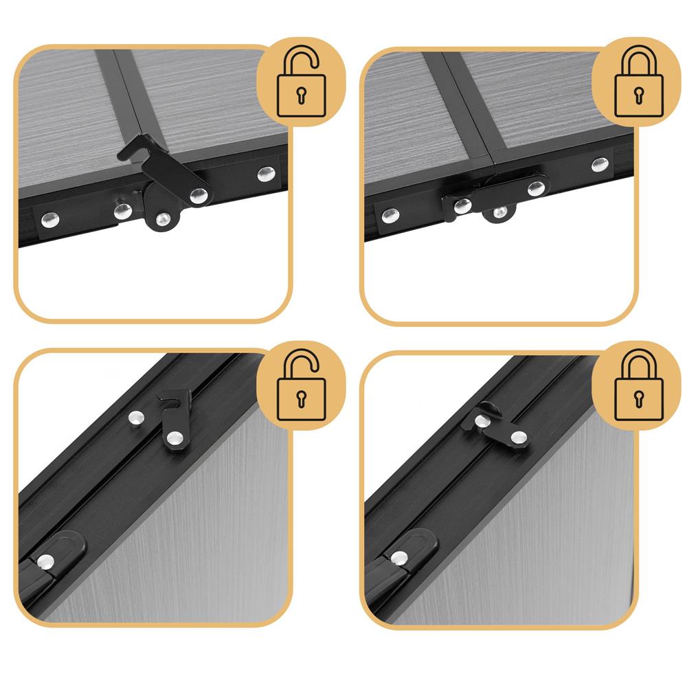 Set masa pliabila de camping cu 4 scaune, inaltime reglabila, aluminiu si MDF, 120x60x71 cm, negru - imagine 33