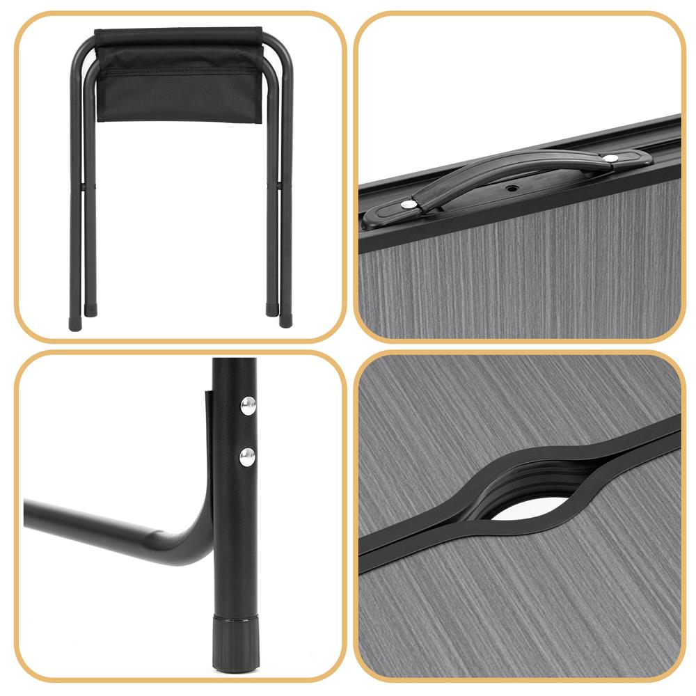 Set masa pliabila de camping cu 4 scaune, inaltime reglabila, aluminiu si MDF, 120x60x71 cm, negru - imagine 34