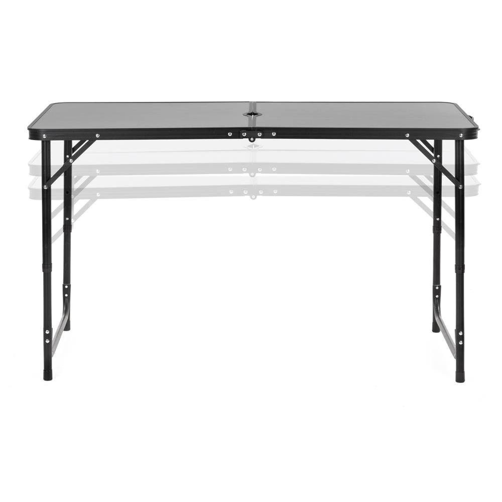 Set masa pliabila de camping cu 4 scaune, inaltime reglabila, aluminiu si MDF, 120x60x71 cm, negru - imagine 35