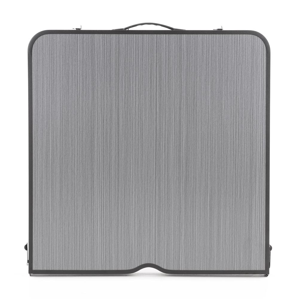 Set masa pliabila de camping cu 4 scaune, inaltime reglabila, aluminiu si MDF, 120x60x71 cm, negru - imagine 8