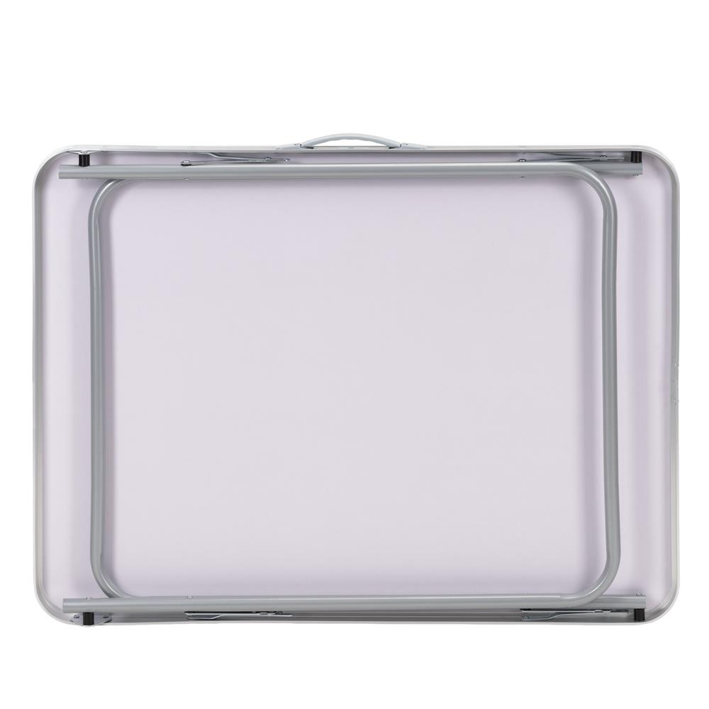 Masa pliabila camping cu maner transport, blat MDF si cadru aluminiu, 80x60x70 cm, argintiu si negru - imagine 16