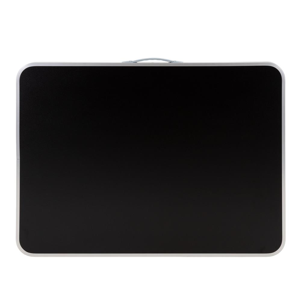 Masa pliabila camping cu maner transport, blat MDF si cadru aluminiu, 80x60x70 cm, argintiu si negru - imagine 6
