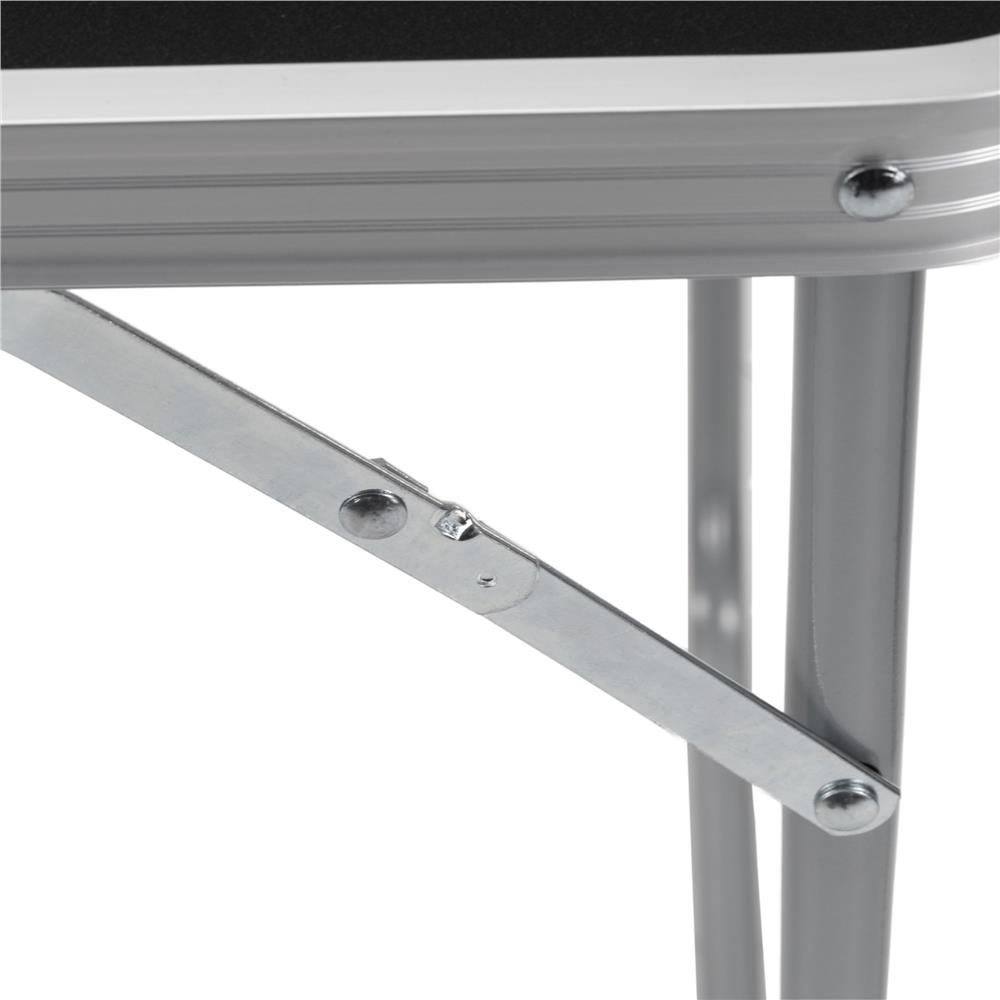 Masa pliabila camping cu maner transport, blat MDF si cadru aluminiu, 80x60x70 cm, argintiu si negru - imagine 9