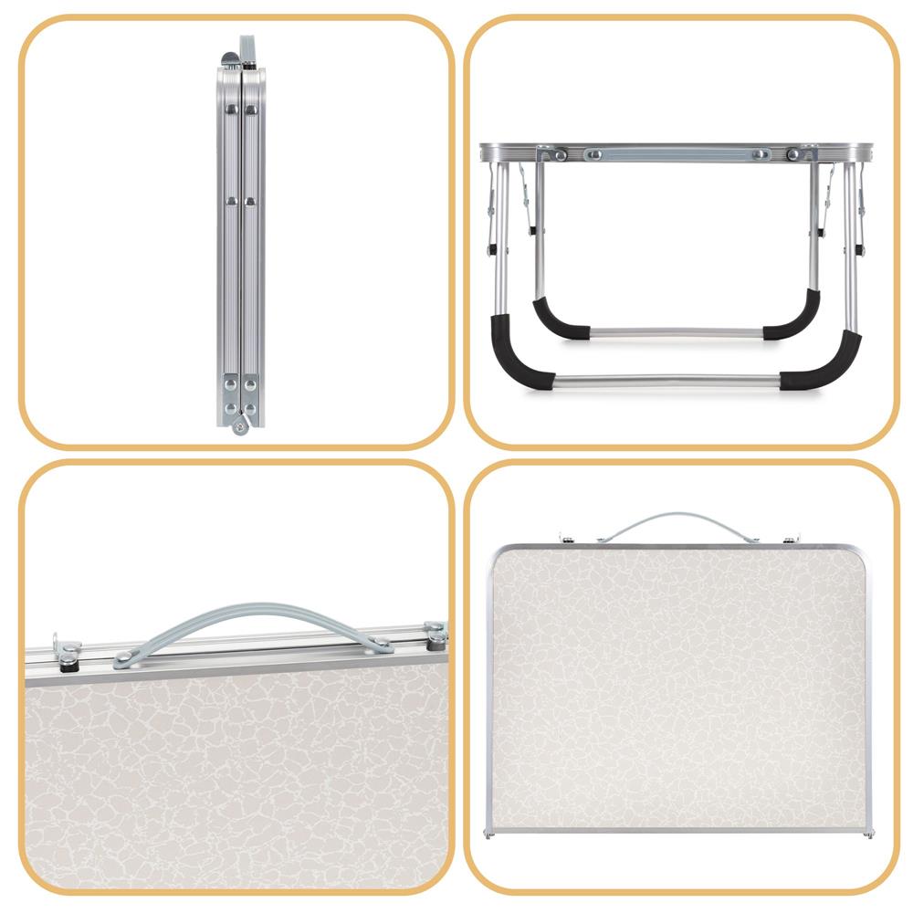 Masa pliabila camping sau picnic joasa cu maner transport, blat MDF si cadru aluminiu, 62x40x25 cm, gri - imagine 11