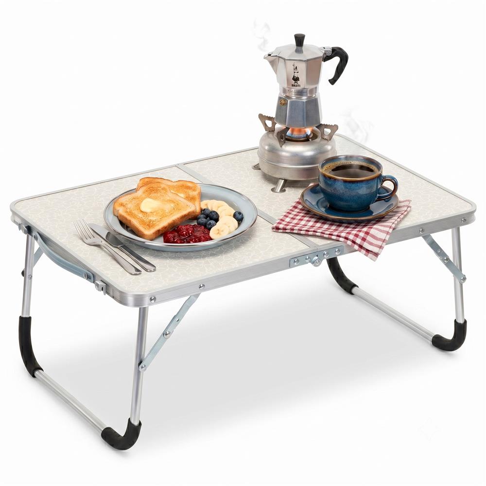 Masa pliabila camping sau picnic joasa cu maner transport, blat MDF si cadru aluminiu, 62x40x25 cm, gri - imagine 16
