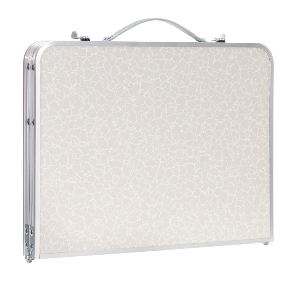 Masa pliabila camping sau picnic joasa cu maner transport, blat MDF si cadru aluminiu, 62x40x25 cm, gri - imagine 18