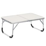 Masa pliabila camping sau picnic joasa cu maner transport, blat MDF si cadru aluminiu, 62x40x25 cm, gri