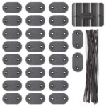 Set accesorii montaj prindere panou de gard din PVC, 26 cleme si 26 agrafe de fixare, gri inchis