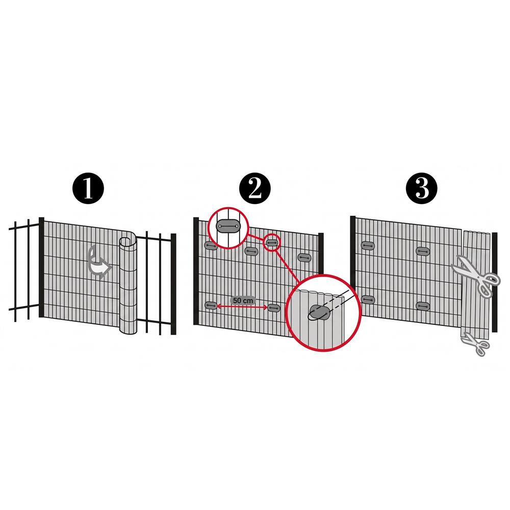 Set accesorii montaj prindere panou de gard din PVC, 26 cleme si 26 agrafe de fixare, gri inchis - imagine 3