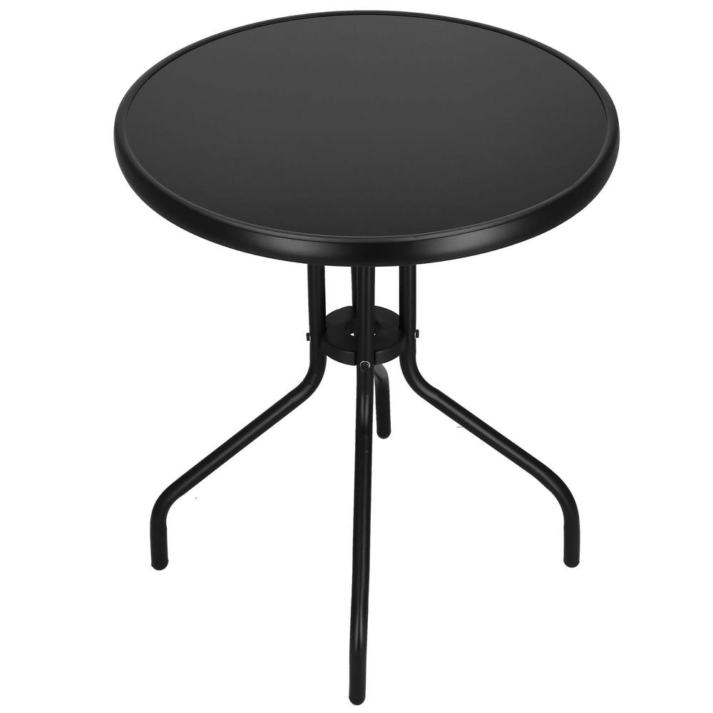 Masa rotunda pentru gradina sau balcon, blat din sticla securizata fumurie, 60 x 70 cm, negru - imagine 14