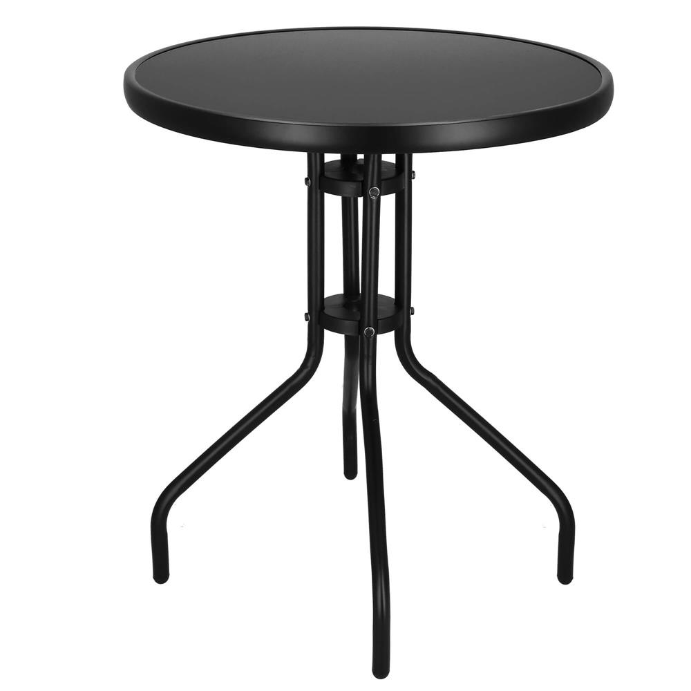 Masa rotunda pentru gradina sau balcon, blat din sticla securizata fumurie, 60 x 70 cm, negru - imagine 16