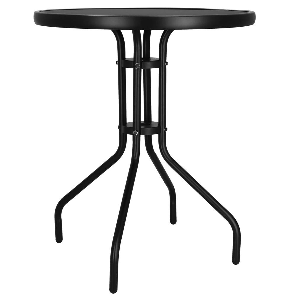 Masa rotunda pentru gradina sau balcon, blat din sticla securizata fumurie, 60 x 70 cm, negru - imagine 23
