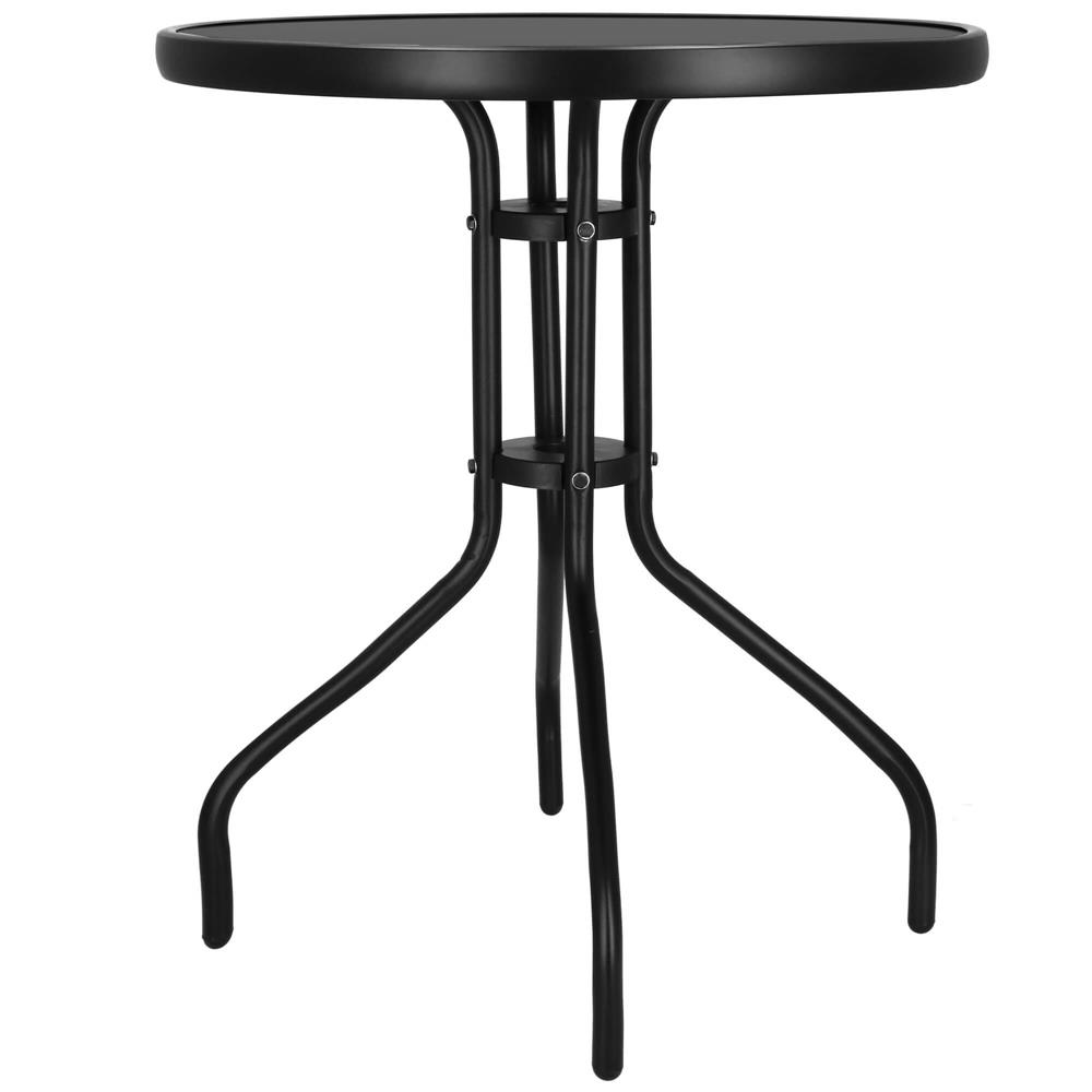 Masa rotunda pentru gradina sau balcon, blat din sticla securizata fumurie, 60 x 70 cm, negru - imagine 24