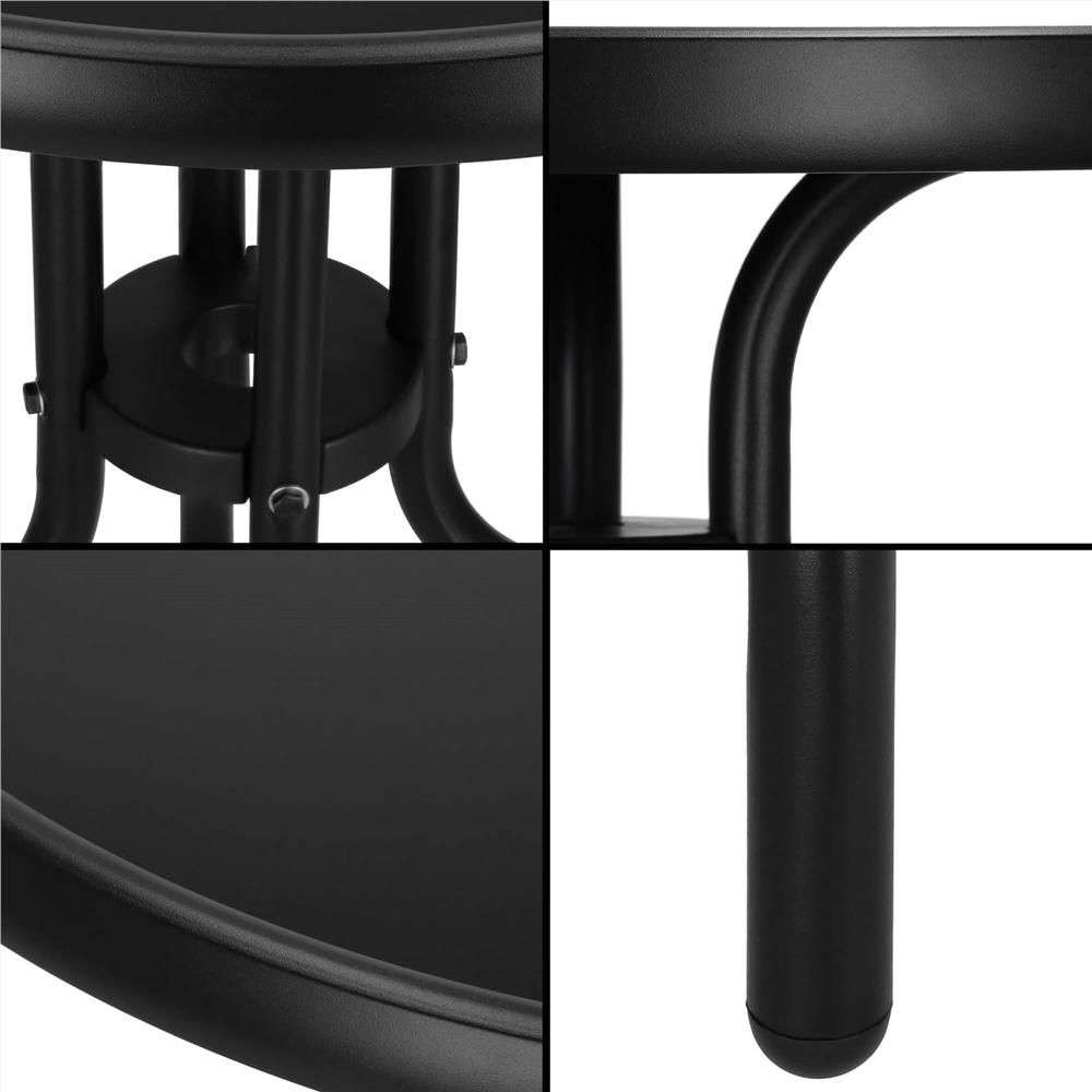 Masa rotunda pentru gradina sau balcon, blat din sticla securizata fumurie, 60 x 70 cm, negru - imagine 5