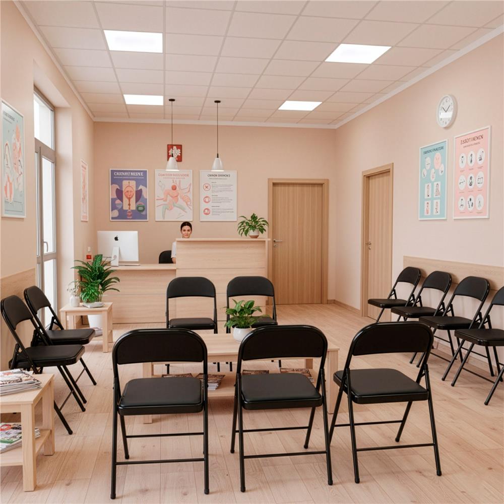 Scaun pliabil tapitat cu spatar, utilizare interior sau exterior, cadru metalic, 40x42x76 cm, maxim 120 kg, negru - imagine 4
