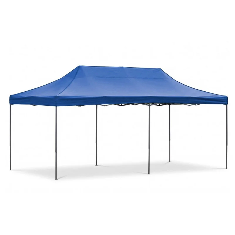 Cort pavilion de gradina, pliere rapida, 300x600 cm, inaltime reglabila, cu 3 pereti laterali, impermeabil, albastru - imagine 6