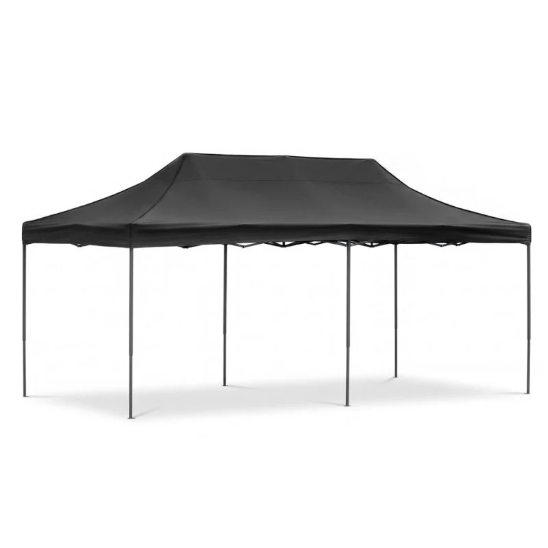 Cort pavilion de gradina, pliere rapida, 300x600 cm, inaltime reglabila, cu 3 pereti laterali, impermeabil, negru - imagine 6