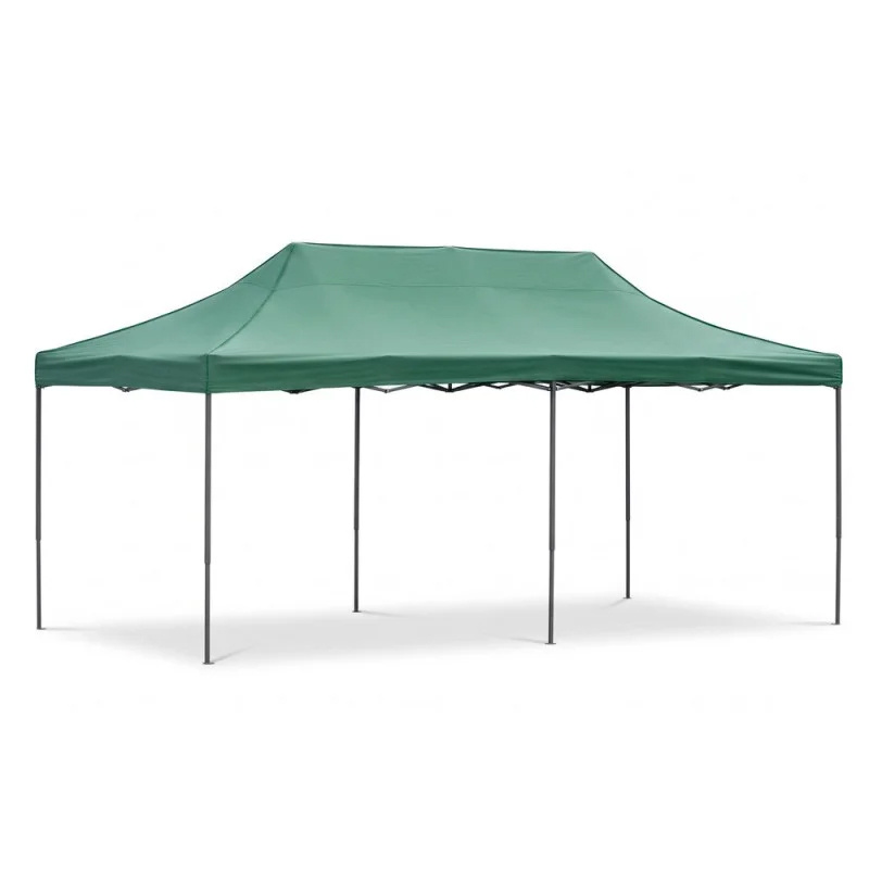 Cort pavilion de gradina, pliere rapida, 300x600 cm, inaltime reglabila, cu 3 pereti laterali, impermeabil, verde - imagine 6