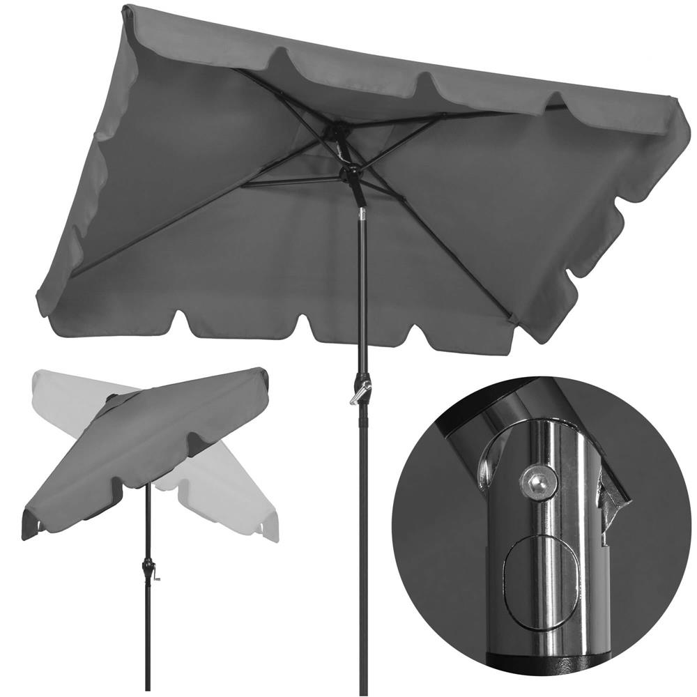 Umbrela terasa sau gradina reglabila, inclinare 2 directii, protectie UV UPF 50+, 195x122 cm, gri inchis - imagine 2
