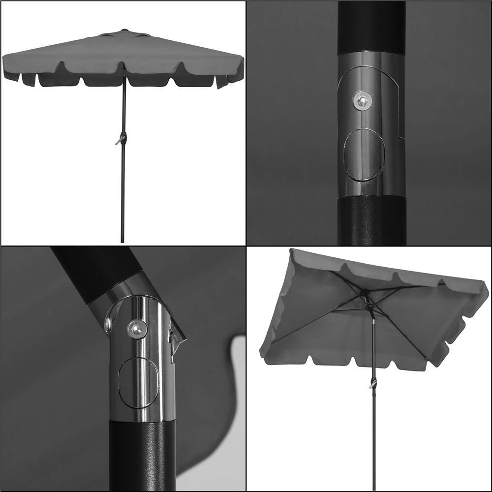 Umbrela terasa sau gradina reglabila, inclinare 2 directii, protectie UV UPF 50+, 195x122 cm, gri inchis - imagine 15