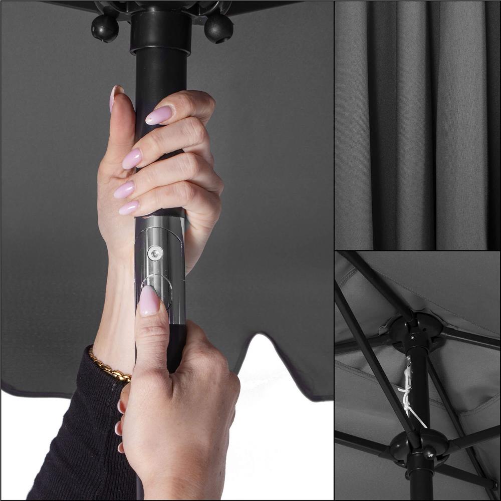 Umbrela terasa sau gradina reglabila, inclinare 2 directii, protectie UV UPF 50+, 195x122 cm, gri inchis - imagine 16
