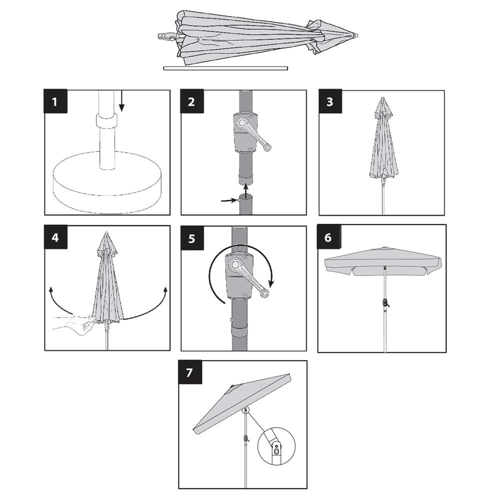Umbrela terasa sau gradina reglabila, inclinare 2 directii, protectie UV UPF 50+, 195x122 cm, gri inchis - imagine 22