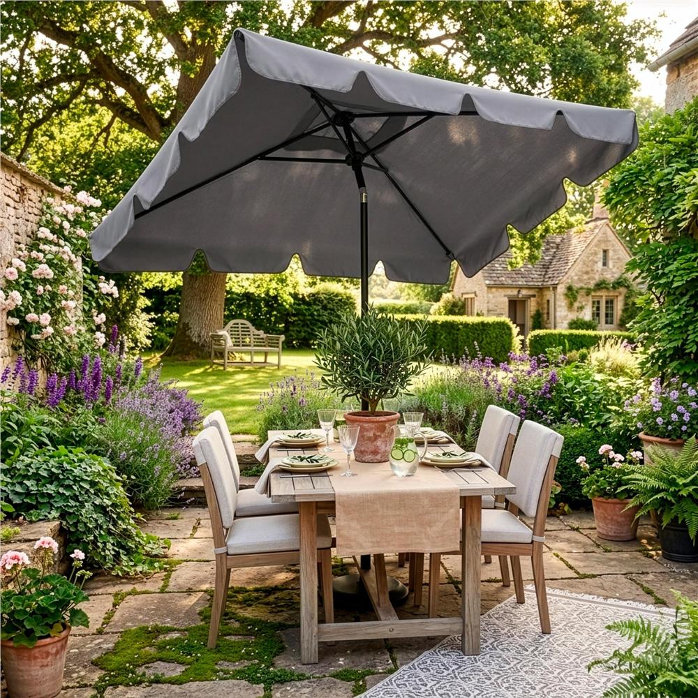 Umbrela terasa sau gradina reglabila, inclinare 2 directii, protectie UV UPF 50+, 195x122 cm, gri inchis - imagine 24